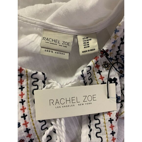 Rachel Zoe NWT Medium Peasant Top Embroidered Boho - Picture 10 of 11